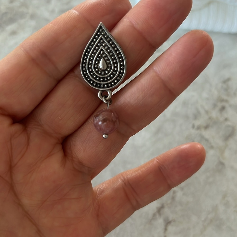 Argentina Boho Style Pink Rose Earrings rhodochrosite stone Argentine Inca Rose - Picture 5 of 11